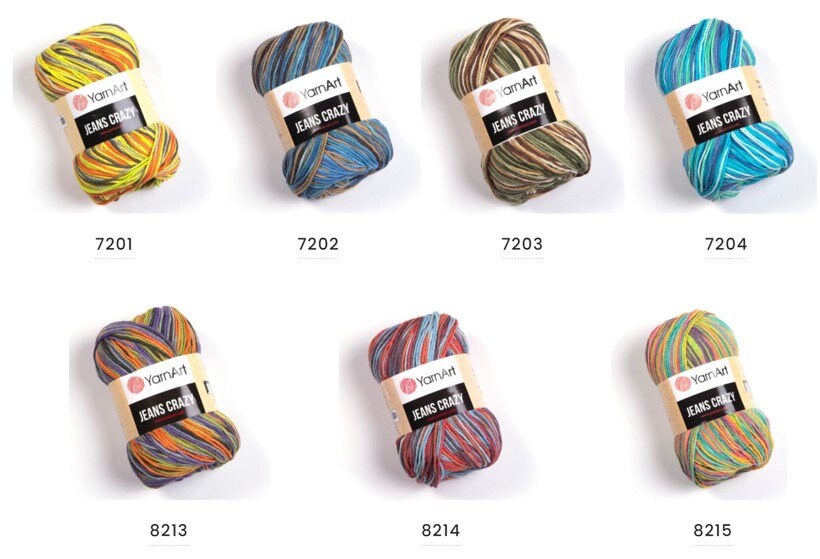 Yarnart Jeans Crazy, Amigurumi Yarn, Multicolor Yarn, Marbled Yarn