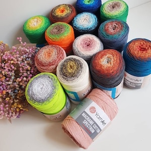 Yarnart Macrame Cotton Spectrum, Multicolor Macrame Yarn, Cotton Macrame Rope, Wall Hangers, Cushion Covers, Rugs, Colorful Summer Bags