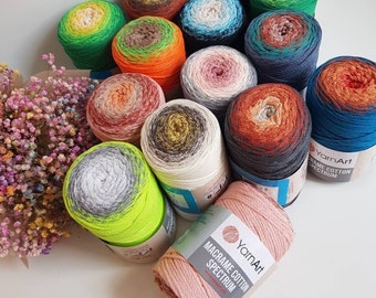 Yarnart Macrame Cotton Spectrum, Multicolor Macrame Yarn, Cotton Macrame Rope, Wall Hangers, Cushion Covers, Rugs, Colorful Summer Bags