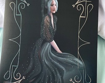 Baldur’s Gate 3 Shadowheart Starry Night Dress Silver Foil Print