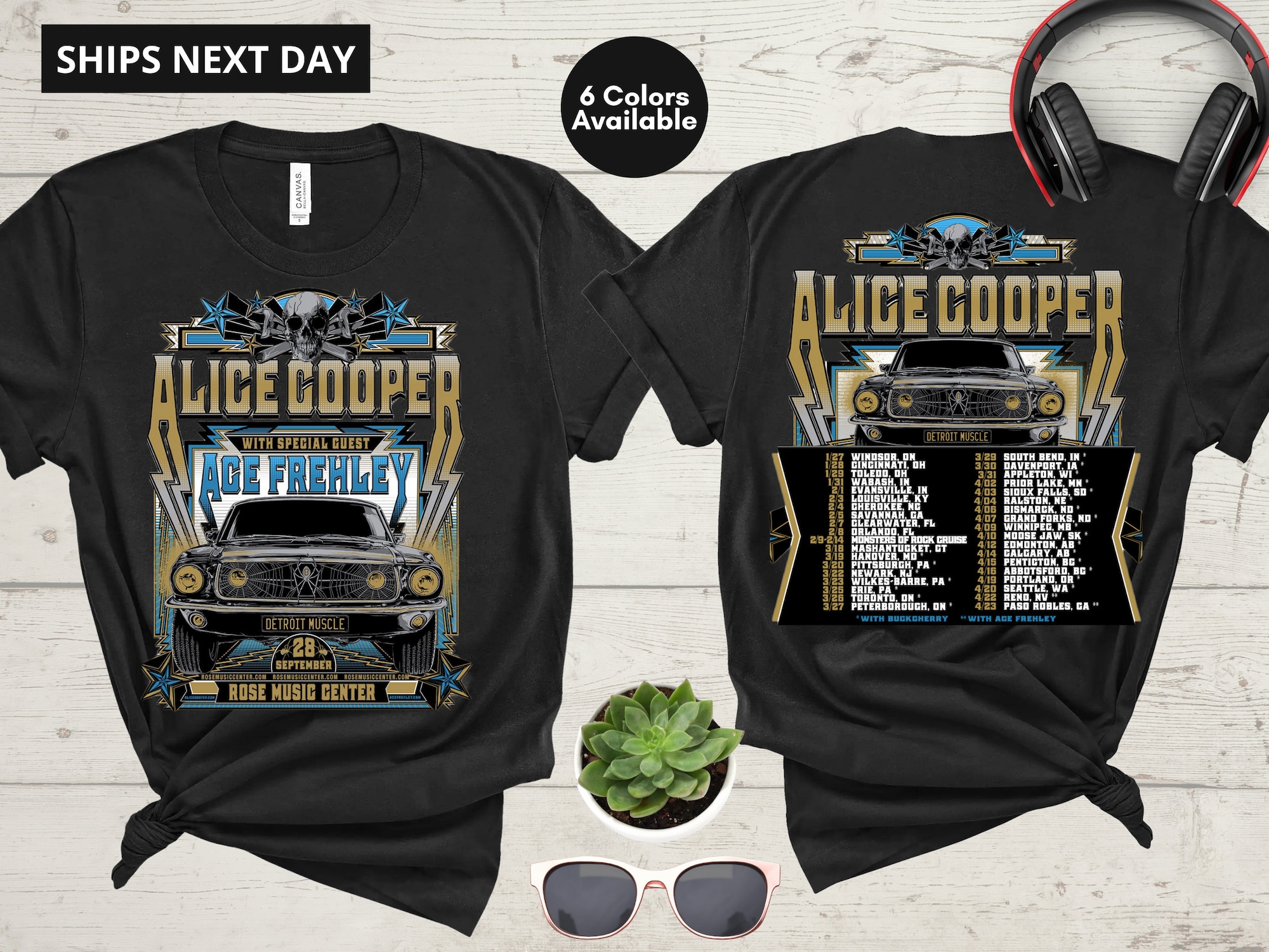 Discover Alice Cooper and Ace Frehley 'Detroit Muscle' Concert 2022 T-Shirt