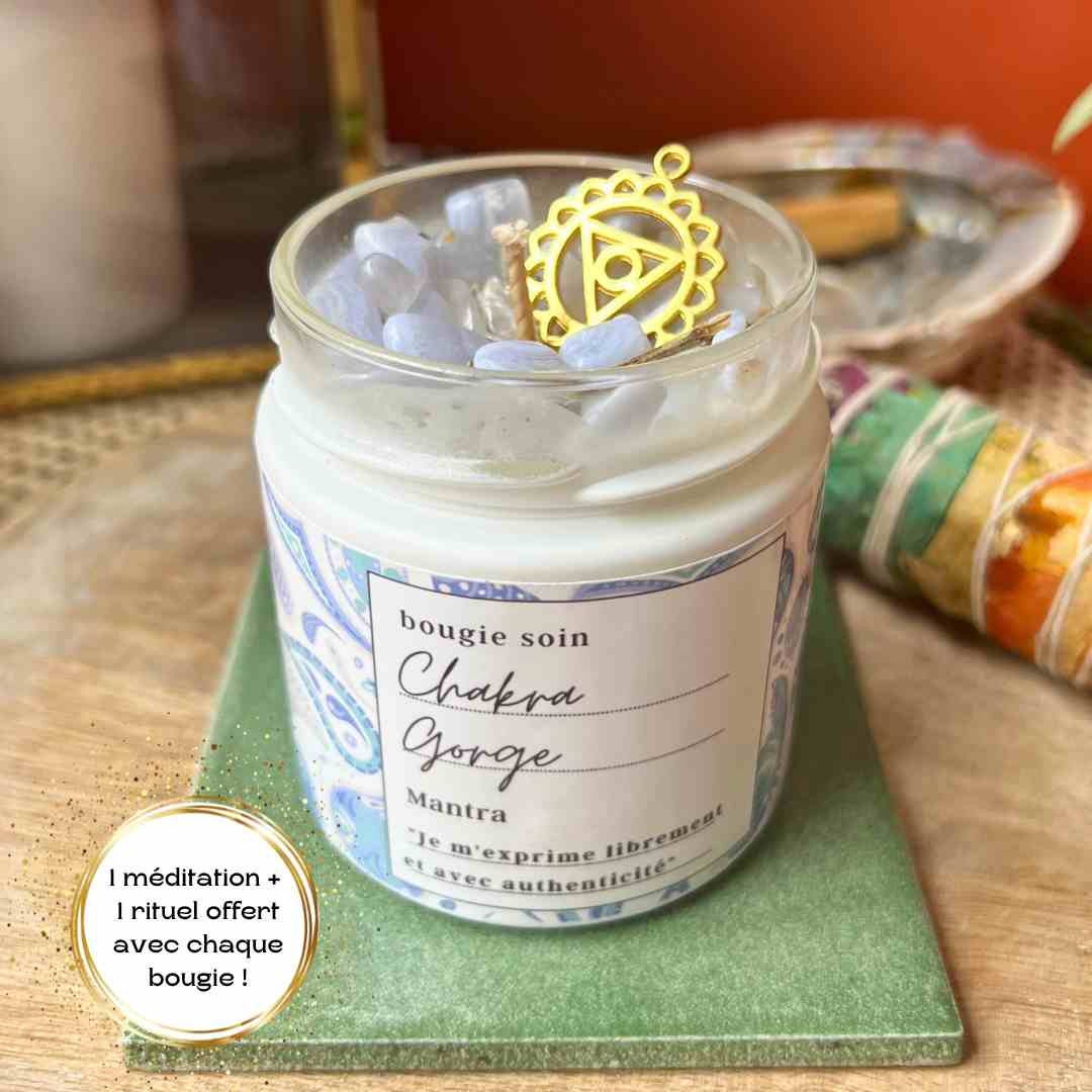 Throat Chakra Candle With Ritual and Meditation Etsy