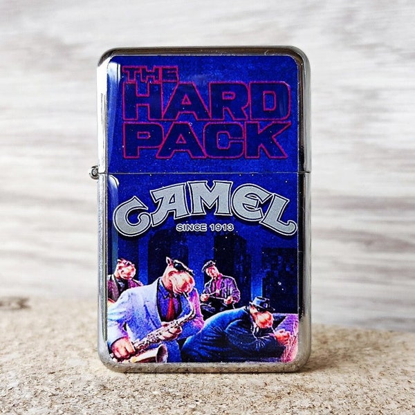 Vintage The Hard Pack CAMEL Flip Top Lighter FREE ENGRAVE Windproof Petrol Gasoline Cigars Cigarettes Refilled Flip Retro Lighter