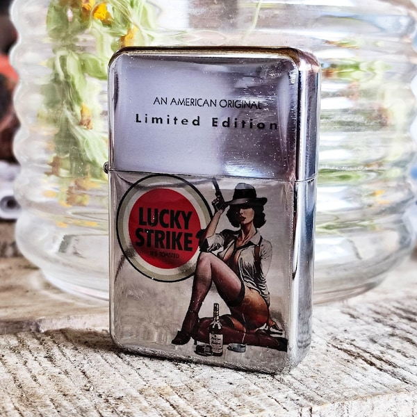 Vintage Lucky Strike Flip Top Lighter Windproof FREE ENGRAVE Petrol Gasoline Cigars Cigarettes Refilled Flip Style Retro Oil Lighters