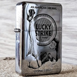 Vintage Lucky Strike Cigarette Flip Top lighter FREE ENGRAVE Windproof Petrol Gasoline Cigars Cigarettes Refilled Flip Style Retro Lighters