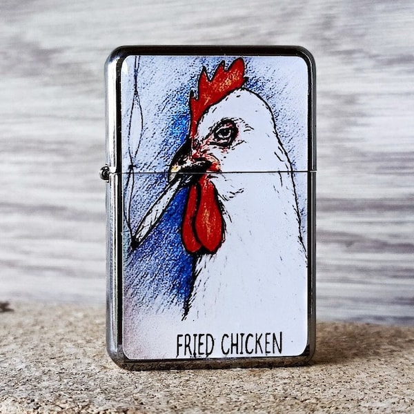 Vintage Fried Chicken Handmade Style Handicraft Windproof FREE ENGRAVE Petrol Gasoline Cigars Cigarettes Refilled Flip Style Retro Lighters