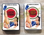 Vintage Lucky Strike Sexy Erotic Nude Handicraft Windproof Rainproof Petrol Gasoline Cigars Cigarettes Refilled Zippo Style Retro Lighters