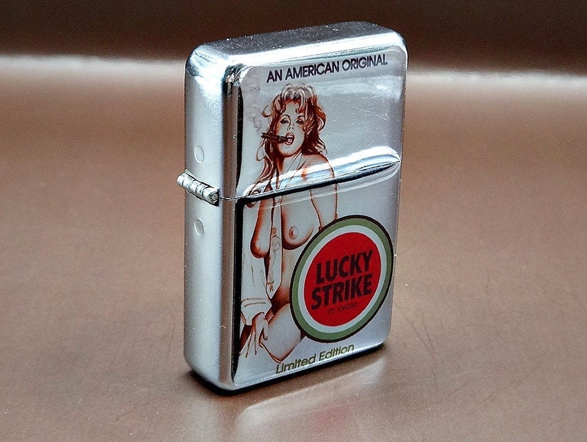 Vintage Sexy Lucky Strike Cigarette Flip Top Lighter   Etsy