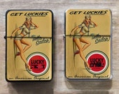 Vintage Lucky Style Flip Top Lighters Handicraft Windproof Rainproof Petrol Gasoline Cigars Cigarettes Refilled Flip Style Retro Lighters