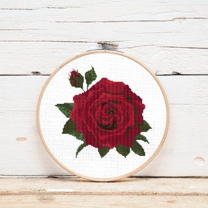 Redrose Cross Stitch Pattern, Rose Cross Stitch, Rose, Xstitch, Cross Stitch Pattern