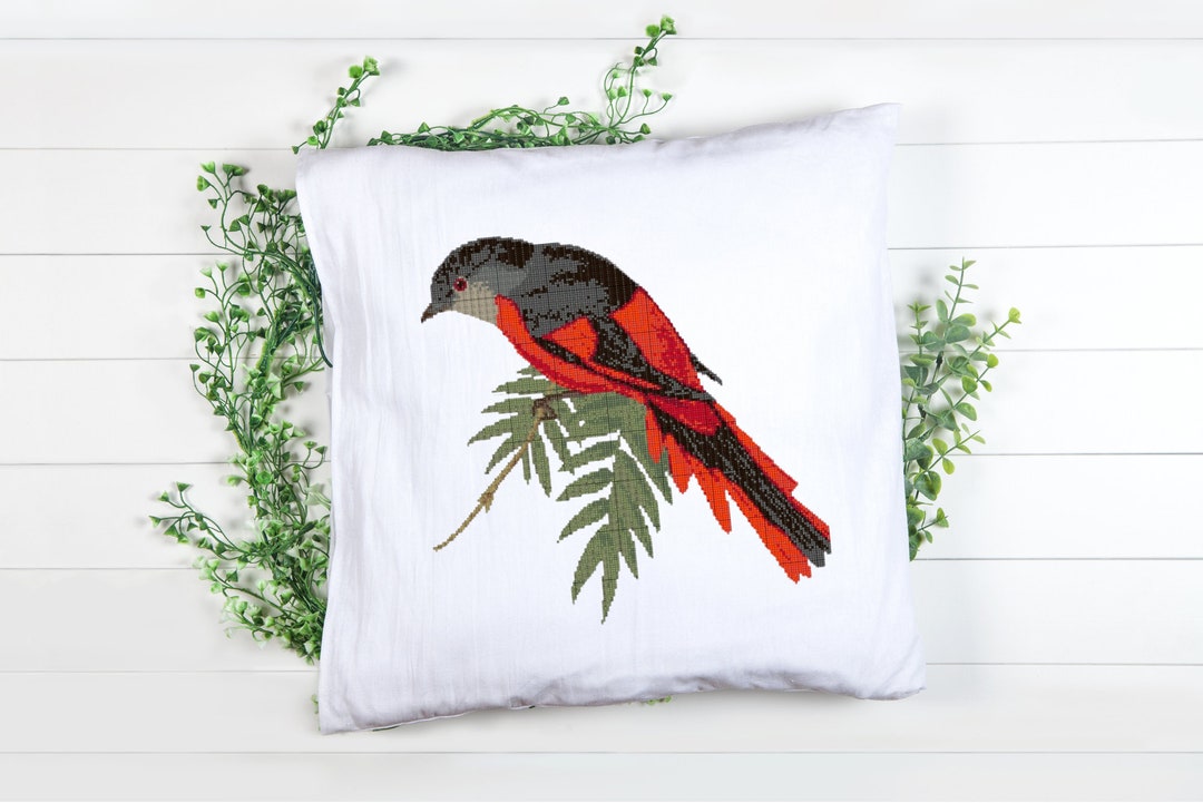 Red Bird Cross Stitch Pattern Birds Cross Stitch Pattern Red Etsy