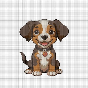 Cute Dog Cross Stitch Pattern, Puppy Cross Stitch, Puppy Pattern, Cute Puppy, Easy Cross Stitch Pattern, Xstitch Patterns, Puppy Embroidery