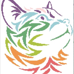 Cat Silhouette Cross Stitch Pattern, Cat Cross Stitch Pattern, Cross Stitch Cat, Cross Stitch Pattern PDF, Colorful Cat Cross Stitch Pattern