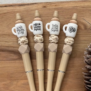 Beaded Pens | Coffee Mug Beads | Teacher Gift Ideas | Teach Love Inspire | Coffee Teach Repeat | Mama Needs Coffee | Wildflowers | Gift Idea