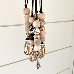 Neutral Beaded Lanyards - wildflowers, floral, leopard, hearts, boho, neutral tones, gift ideas, teacher, nurse, office, breakaway lanyards