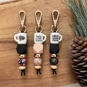 Cute Teacher Gift Ideas | Silicone Beaded Keychains | Coffee Teach Repeat | Teach Love Inspire | Mama Needs Coffee | Wildflowers | Gifts
