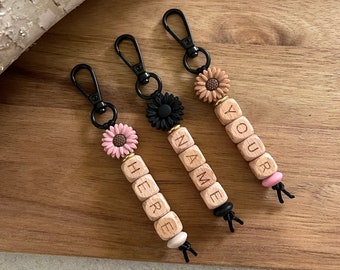 Custom Name Keychains | Boho Floral | Personalized | Backpack | Custom Gifts | Custom Keychains | Daisy | End of Year | Teacher Gift Ideas