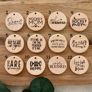 ADD ON | Wood Tag | Engraved | Laser Etched | Wristlet Keychains | Hockey Mom | She is Strong | Teacher | Custom Engraved Wood Charms | God