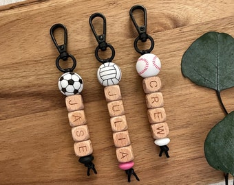 Keychains | Custom Name | Silicone Beaded | Personalized | Soccer | Volleyball | Baseball | Cute Gift Ideas | Coach | Player | Team Gifts