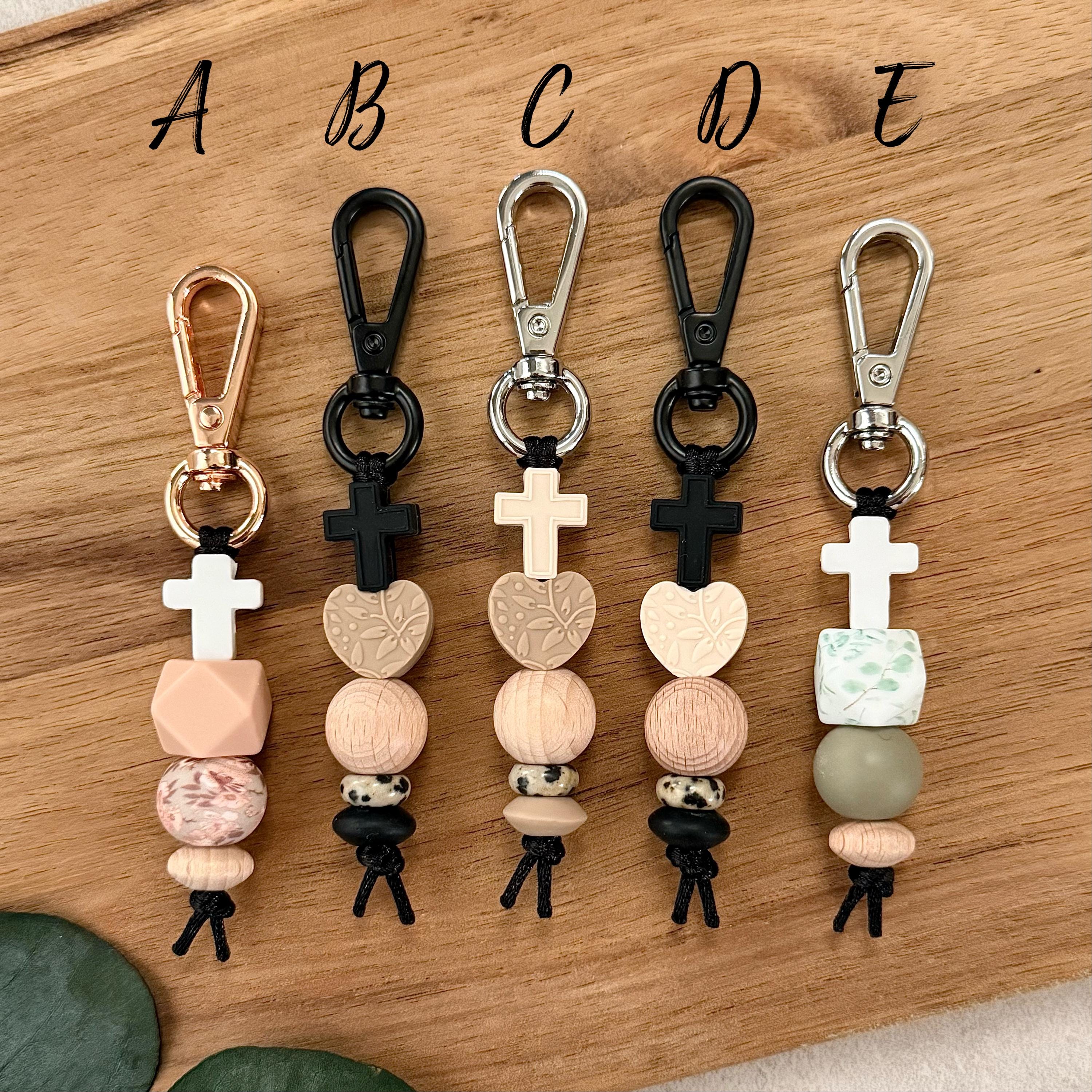 Mini Cross Keychains: Silicone Beaded Christian Accessory, Bag Tag ...
