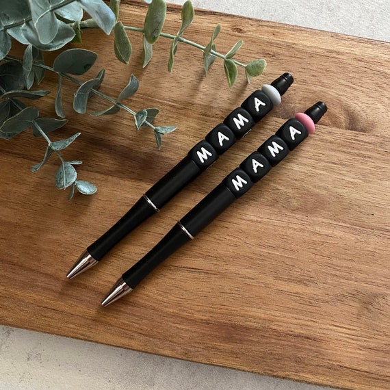 Beadable Pens Beaded Pens MAMA Matte Black Modern Neutral Office Supplies  Pens Custom Gift Ideas 
