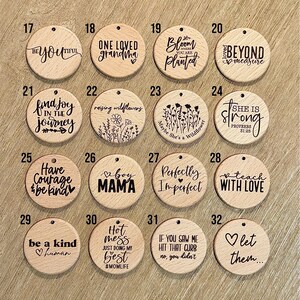 Custom Laser Engraved Wood Car Charm: Silicone Beaded Rearview Mirror Hanging Charm, Eucalyptus, Monstera Leaf, Daisy, Wildflowers, Cactus image 4