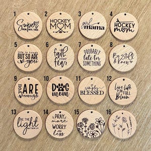 Wood Tags | ADD ON | Custom Name | Laser Engraved | Wristlet Keychains | Hockey Mom | She is Strong | Christian | Faith | Let Them | Loved