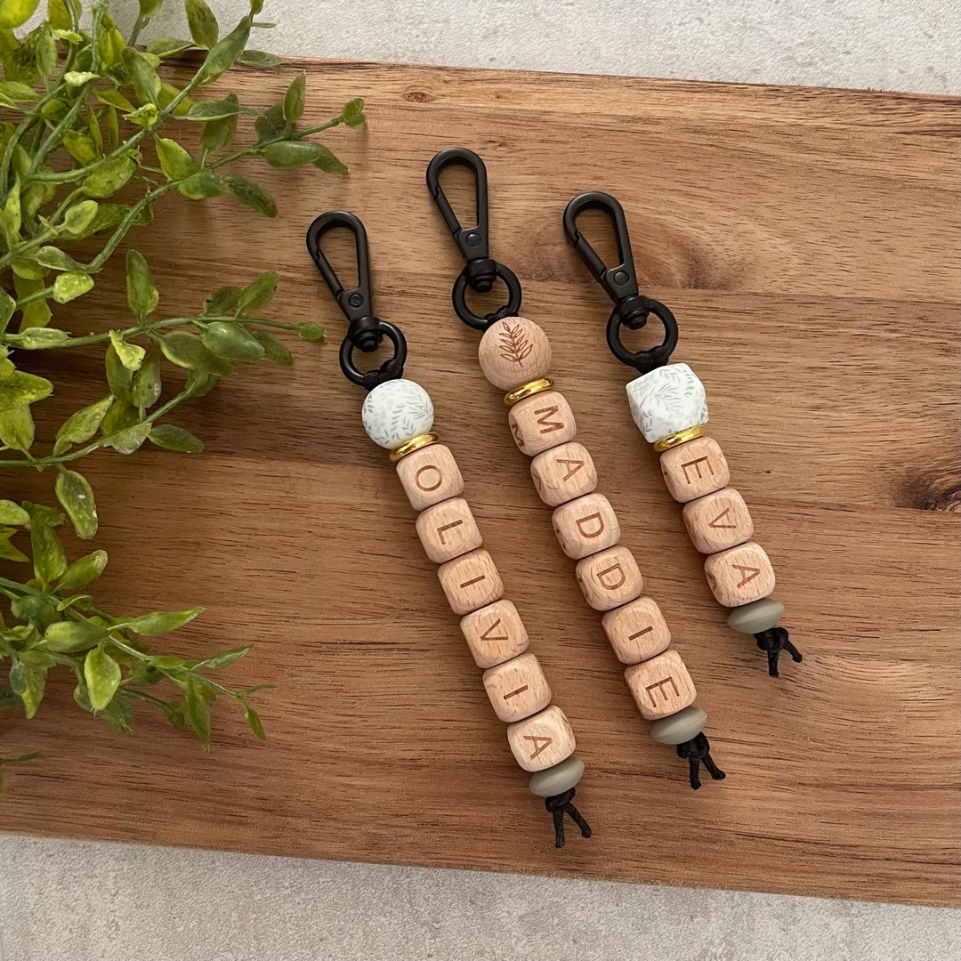 Custom Name Keychains Eucalyptus Personalized Gift Ideas Kids Keychains