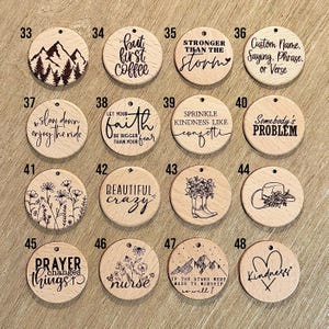 Custom Laser Engraved Wood Car Charm: Silicone Beaded Rearview Mirror Hanging Charm, Eucalyptus, Monstera Leaf, Daisy, Wildflowers, Cactus image 5