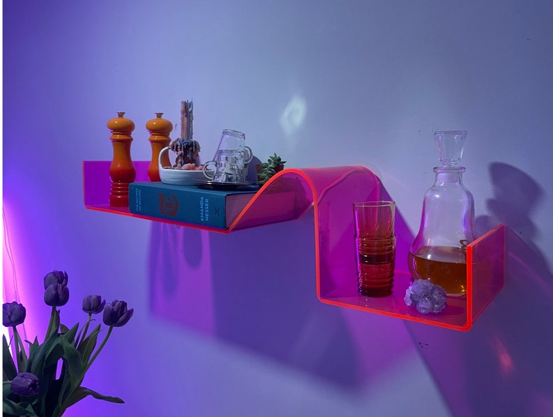 Fluorescent Acrylic Wave Shelf image 1