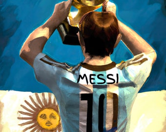 Digitaler Download Lionel Messi Weltmeister Gemälde, Ölgemälde Stil | Messi Gemälde | Argentinien Futbol | Weltmeister Geschenk