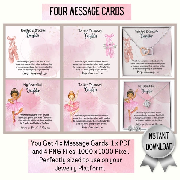 ShineOn Message Card Jewelry Message Card Custom Jewelry Cards Dancer Message templates INSTANT Digital Download Ballerina message cards