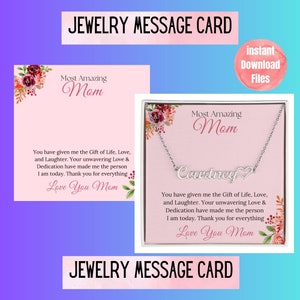Maman Message cartes Shineon bijoux Message carte personnalisée pour maman bijoux cartes à maman Message modèles INSTANT Digital Download mères