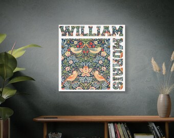 William Morris 'Strawberry Thief' Canvas Print: Vintage Floral Bird Art