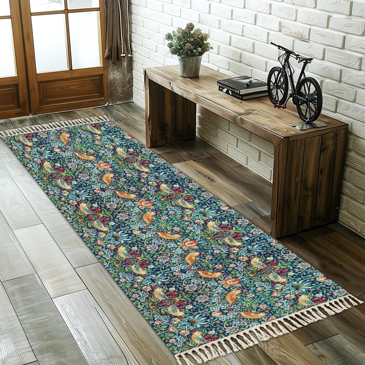 William Morris Strawberry Thief Floor Runner: Vintage Style