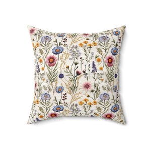 Wildflower Pillow Cover: Floral Print Square Pillow, Cottagecore Decor image 6