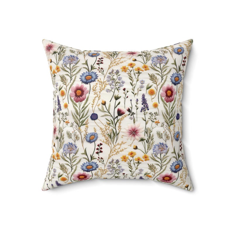 Wildflower Pillow Cover: Floral Print Square Pillow, Cottagecore Decor image 6