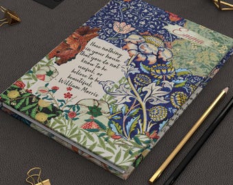 William Morris Personalized Journal: Vintage Botanical Hardcover Notebook