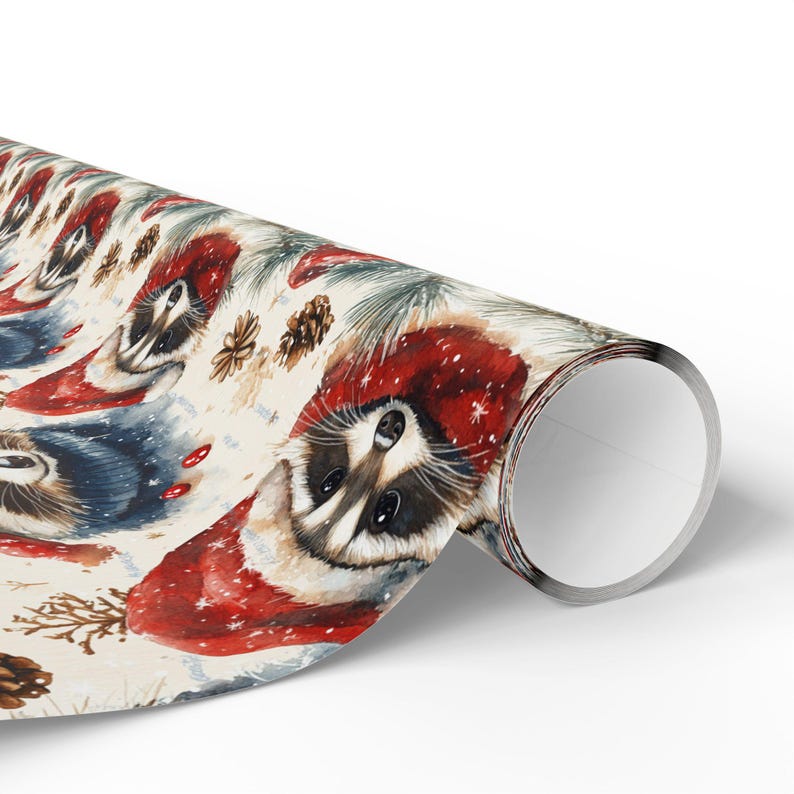 Waschbär Geschenkpapier Weihnachten Waschbären Geschenkpapier Geschenkpapier glänzend Weihnachtsgeschenkverpackung Glanzpapier Geburtstagspapier Aquarell Bild 19