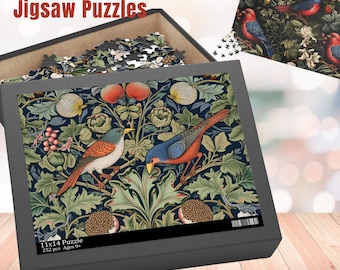 Forest Birds Puzzles William Morris inspired Jigsaw Puzzle Forestcore Puzzle 110, 252, 520 piece Gift for Adults Cottagecore Jigsaw Puzzle