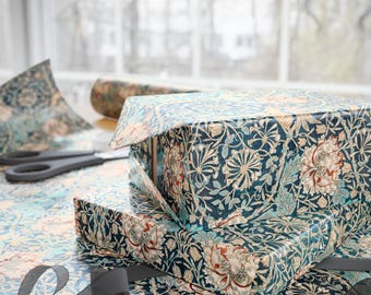 Vintage Honeysuckle Wrapping Papers, William Morris Geschenkpapier, 3 Größen, Retro Blumenmuster, Crafting Paper, Urlaub Verpackung Zubehör