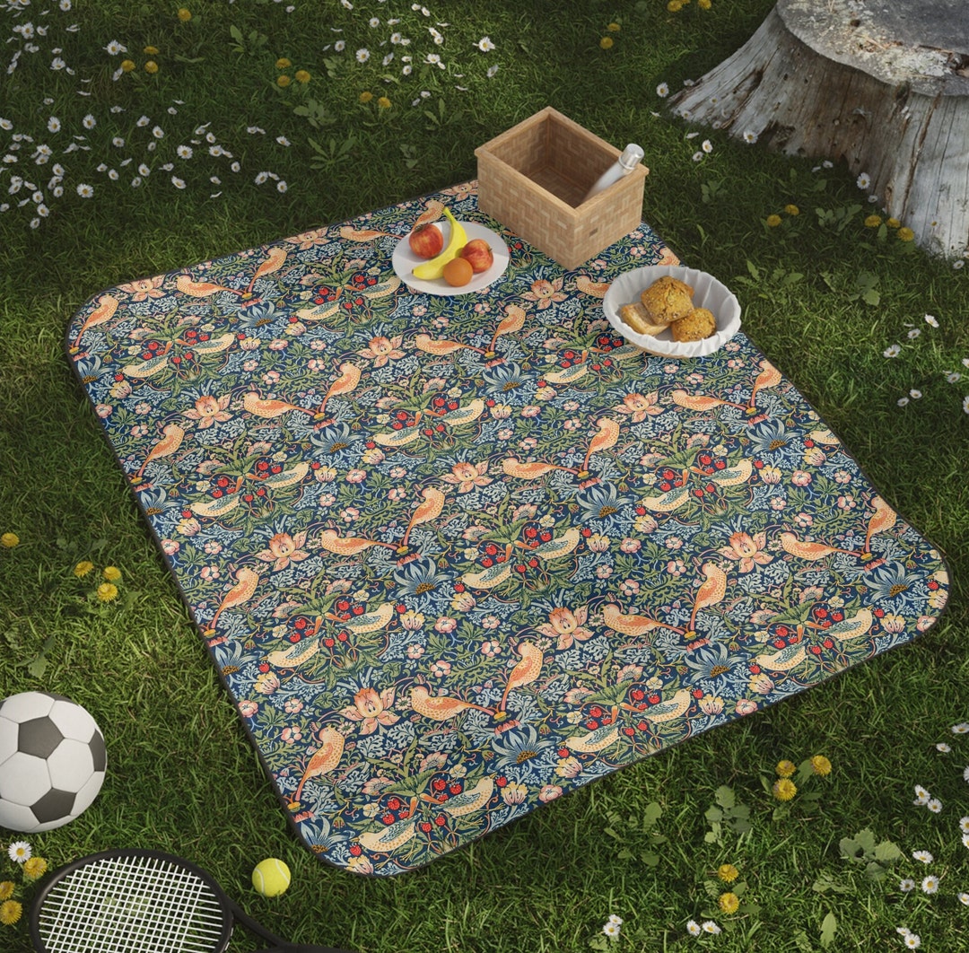 Picnick Rug Picnic Blanket William Morris Green Floral Waterproof Picnic Rug ...
