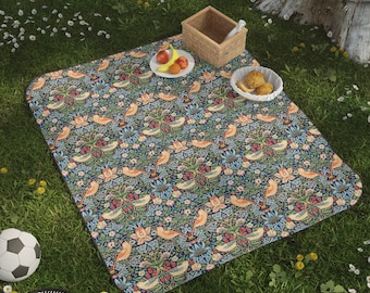 Picnic Blanket William Morris Strawberry Thief Waterproof Picnic Rug Camping Rug Christmas Gift For Crafters Art Lovers Gift Art Nouveau Rug