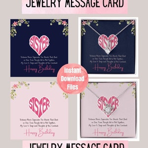Cartão de mensagem ShineOn Cartão de mensagem de joias Cartões de joias personalizados Modelos de mensagens para irmãs Brilho imprimível em cartões para cartões de mensagem de irmãs