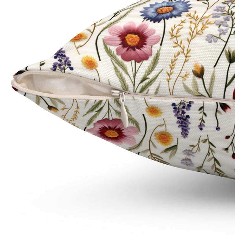 Wildflower Pillow Cover: Floral Print Square Pillow, Cottagecore Decor image 7