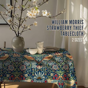 Vintage Floral Tablecloths William Morris tablecloth Strawberry Thief Design Kitchen Decor Table Linens Round Tablecloth Square Tablecloth