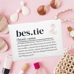 Bestie Definition Makeup Bag Linen Best Friend Gift Work Bestie Friendship Gift Sister Gifts Sister College Sister Graduation Gift Coworkers