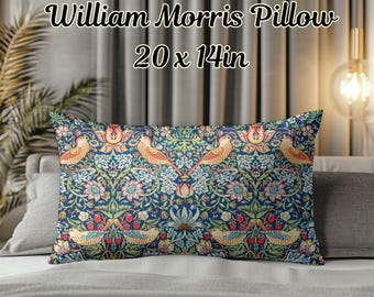 Copricuscino lombare "Ladro di fragole" di William Morris: Cuscino con uccelli botanici