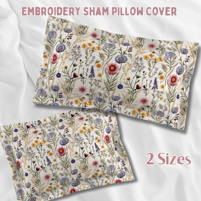 Wildflower Pillow Cover: Floral Print Square Pillow, Cottagecore Decor image 9
