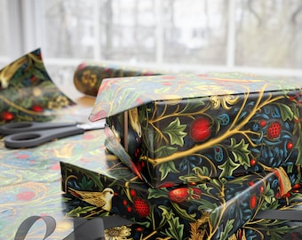 Geschenkpapier William Morris Papier Erdbeerdieb Stil Geschenkpapier Geschenkpapier 3 Größen Weihnachtsvogel Muster Weihnachtsgeschenkpapier